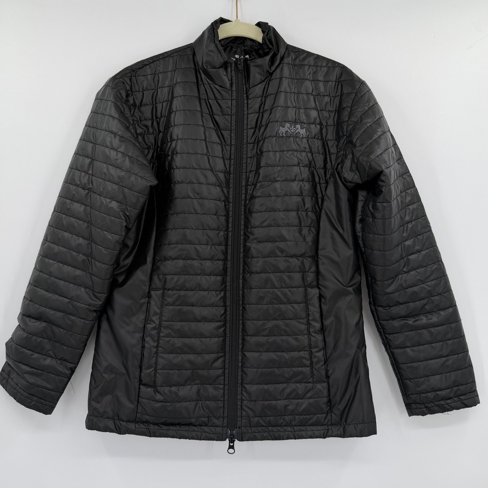 Equine Couture Black Quilted Equestrian Puffer Jacket Women Size Medium